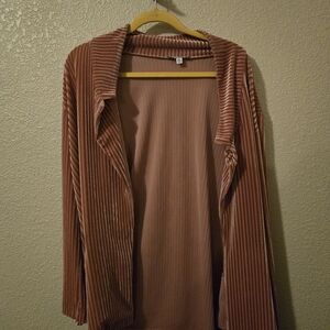 Velvet Ribbed Rose Blazer